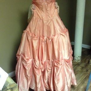 Coral full length prom dress
